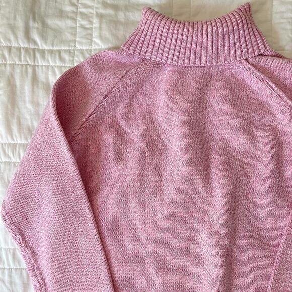 Vintage pink knit turtleneck sweater womens S cotton pastel comfy casual cottage - Picture 3 of 4